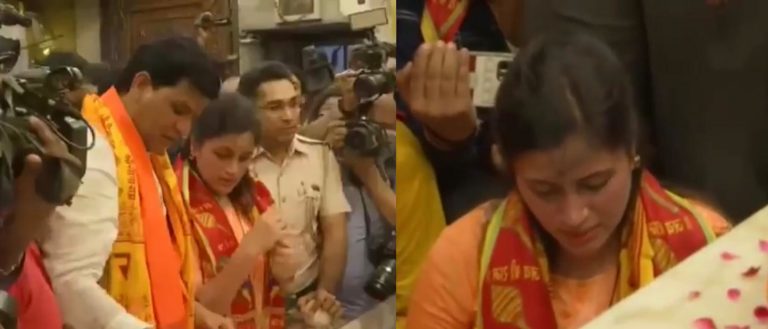 दिल्ली : सांसद नवनीत राणा ने पति संग कनॉट प्लेस हनुमान मंदिर में किया हनुमान चालीसा का पाठ