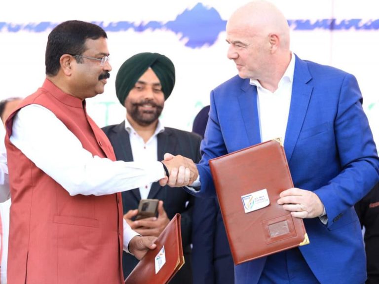 Dharmendra Pradhan signs MoU with FIFA and AIFF