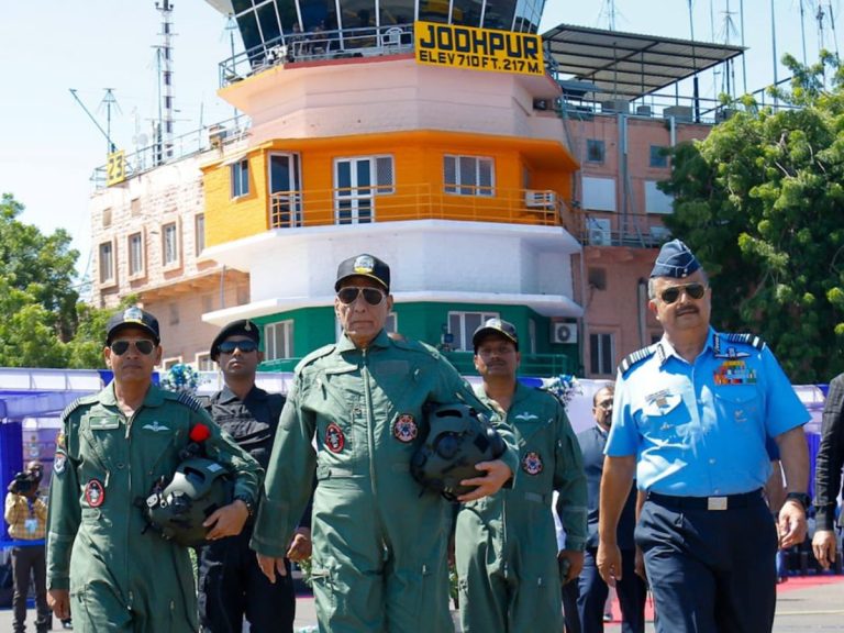 Rajnath Singh flies on board the newly inducted LCH