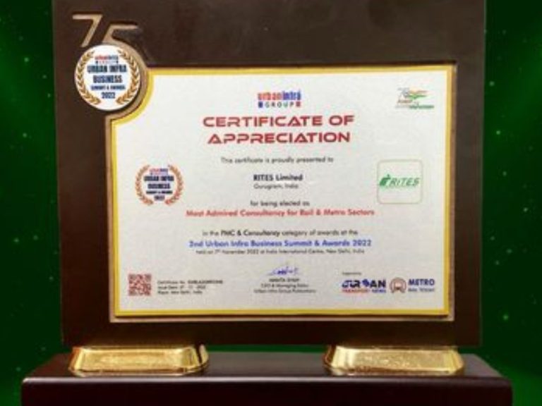 RITES, the ‘Most Admired Consultancy for Rail & Metro Sectors