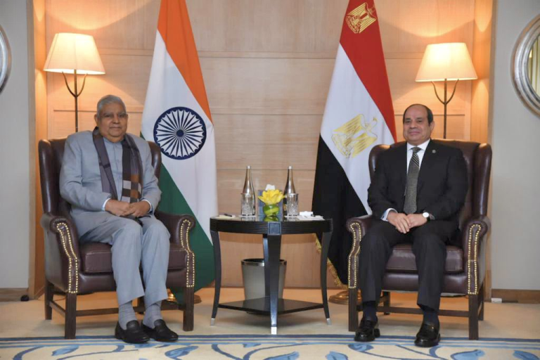 उपराष्ट्रपति धनखड़ ने मिस्र के राष्ट्रपति अब्देल-फताह-अल-सिसी से की मुलाकात