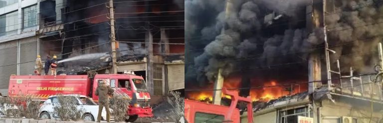 दिल्ली : मुंडका की इमारत में फिर लगी आग