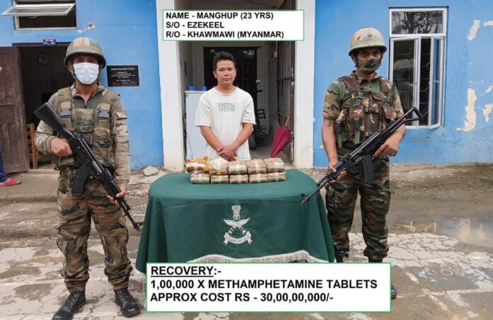 Mizoram: Assam Rifles seizes Methamphetamine tablets worth Rs 30 crores in Champhai District