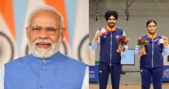 PM Modi congratulates Sarabjot Singh & Divya TS for winning the Silver medal at 19th Asian Games