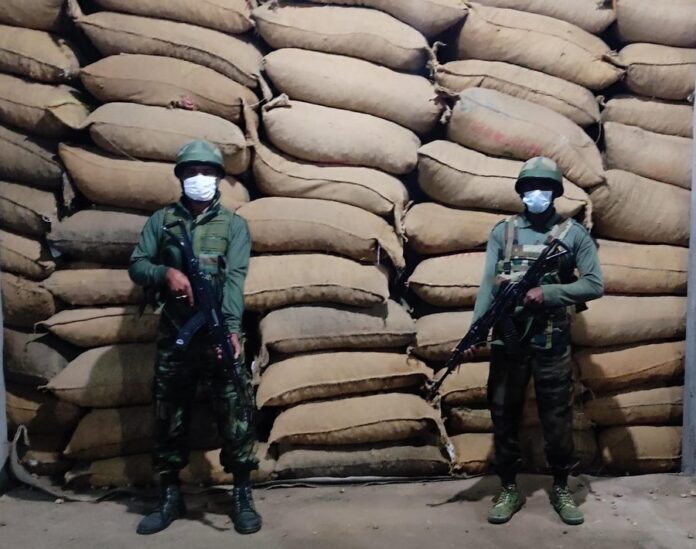Mizoram: Assam Rifles along with Customs Preventive Force (Mizoram) recovered 1220 Bags of Areca Nuts