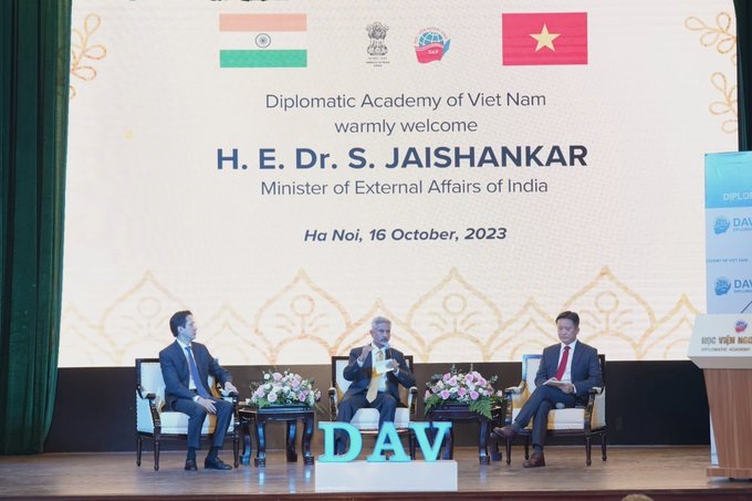 EAM Dr Jaishankar addressed the Diplomatic Academy of Vietnam on “India in the Indo-Pacific” EAM Dr Jaishankar addressed the Diplomatic Academy of Vietnam on “India in the Indo-Pacific”