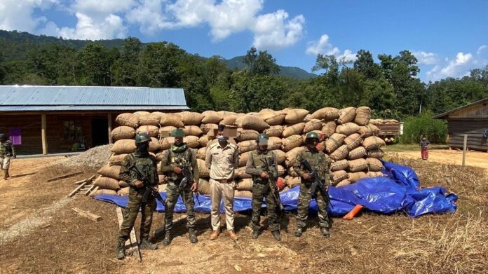 Manipur: Assam Rifles seized approximately Rs 92.37 crores worth of contraband Areca Nuts in Kamjong District