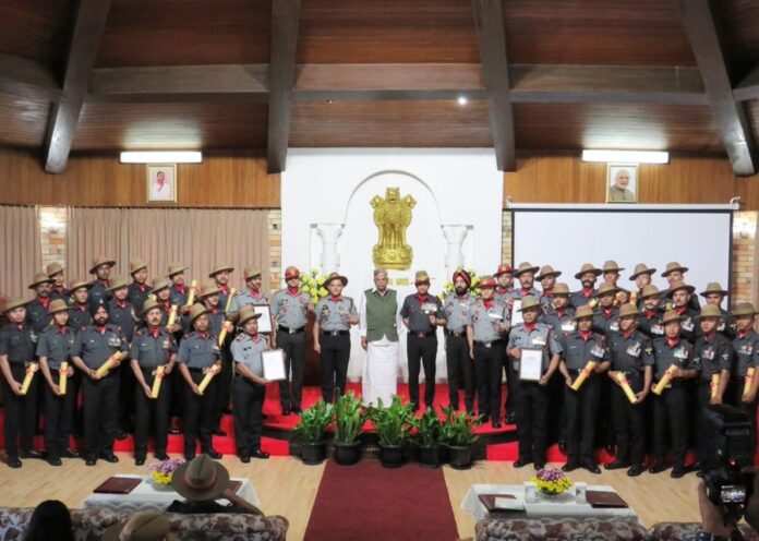 Governor of Nagaland La Ganesan presented the ‘Governor’s Unit Citation’ to 28th Battalion of Assam Rifles