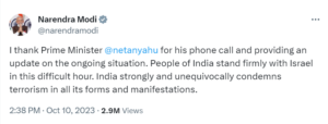 पीएम मोदी ने इजराइल के पीएम बेंजामिन नेतन्याहू से फोन पर की बात