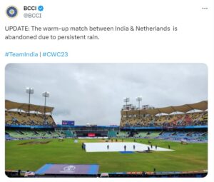 ICC ODI CWC23: भारत और नीदरलैंड्स के बीच वार्म-अप मैच बारिश के कारण हुआ रद्द  