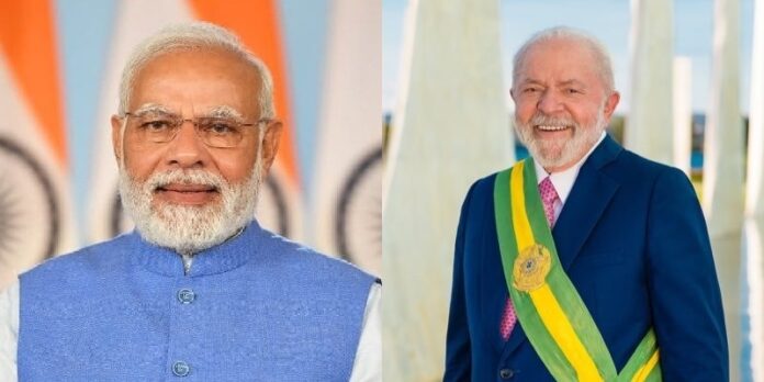 PM Modi receives a telephone call from the President of Brazil Luiz Inacio Lula da Silva