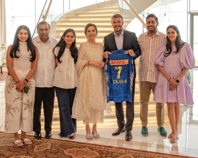 Ambanis host David Beckham at 'Antilia', gift Mumbai Indians jersey to Football legend