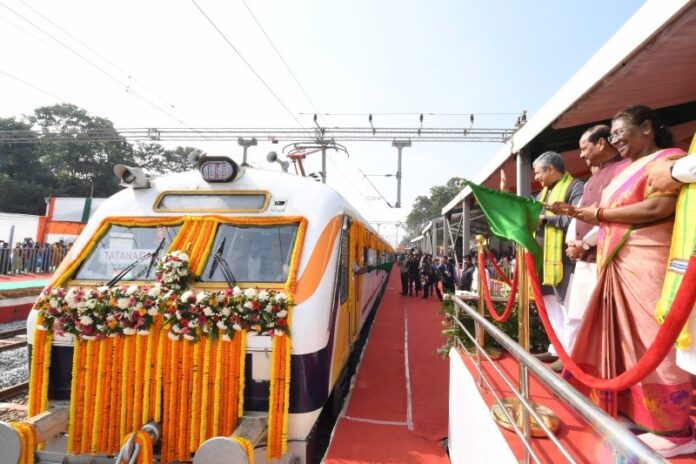 President Murmu Flags off three new trains from badampahar railway station