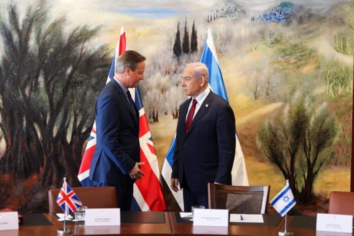 Israel: UK Foreign Secretary David Cameron meets Israel's PM Benjamin Netanyahu and President Isaac Herzog at Tel Aviv