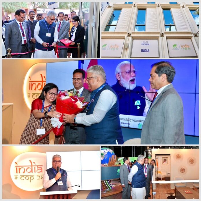 Union Minister Bhupender Yadav inaugurates the India Pavilion based on the theme Vasudhaiva Kutumbakam at COP28 in Dubai Union Minister Bhupender Yadav inaugurates the India Pavilion based on the theme Vasudhaiva Kutumbakam at COP28 in Dubai