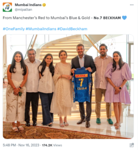 Ambanis host David Beckham at 'Antilia', gift Mumbai Indians jersey to Football legend