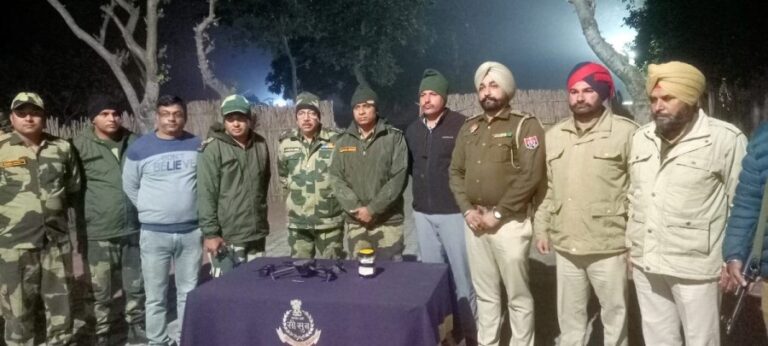 BSF & Punjab police recover Pak drone with narcotics in Amritsar