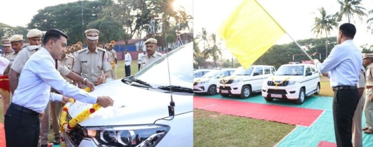 Panaji: CM Sawant flagged off the newly commissioned vehicles for Fire Services Department at St Inez