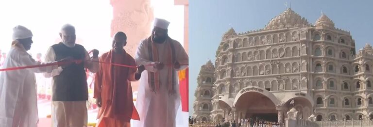 वाराणसी: PM मोदी ने उमरहा में स्वर्वेद मंदिर का किया उद्घाटन