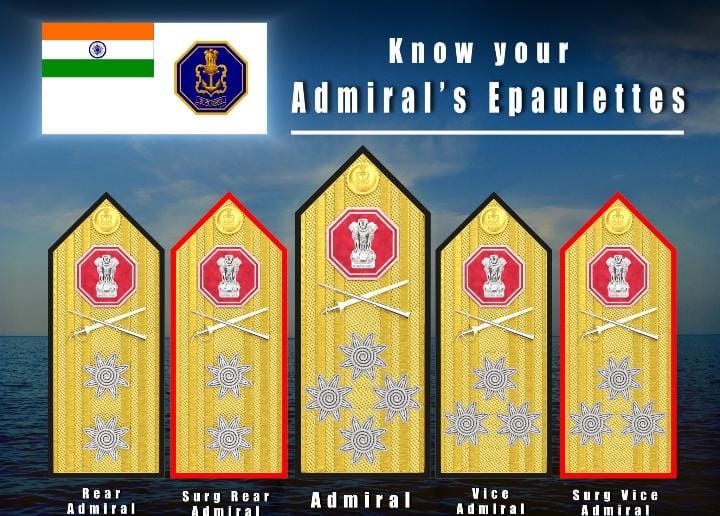 भारतीय नौसेना ने एडमिरल्स एपॉलेट्स के नए डिज़ाइन का किया अनावरण