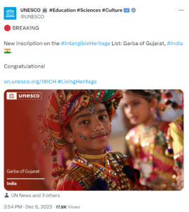 UNESCO declares Gujarat's Garba as Intangible Cultural Heritage