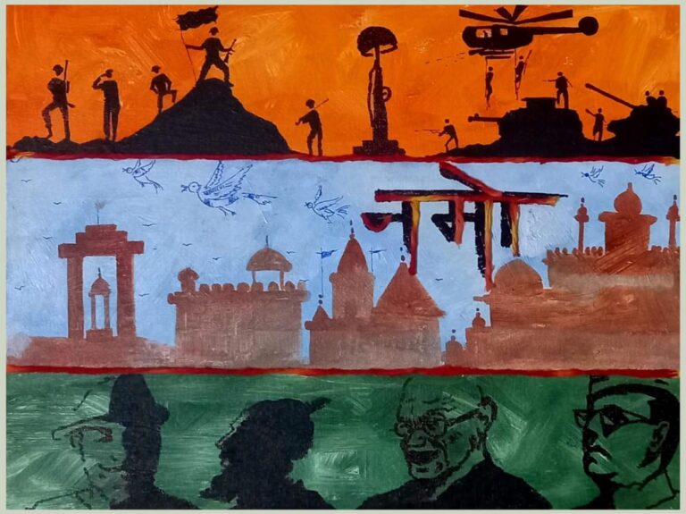 मप्र: “नमो स्वतंत्र भारत की ध्वजा नमो” पर ऋचा चंदेल की पेंटिंग