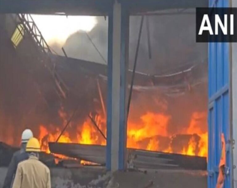 दिल्ली:  जूता फैक्ट्री में लगी भीषण आग