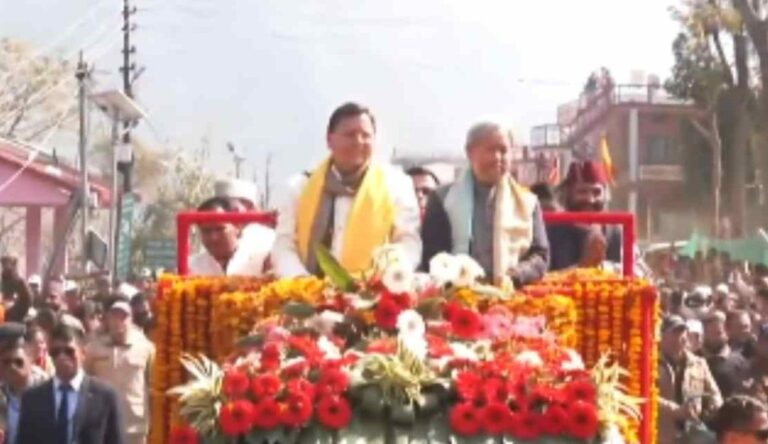 उत्तराखंड : चमोली में CM पुष्कर सिंह धामी ने किया रोड शो