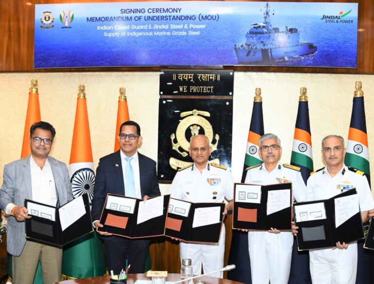 India Coast Guard and M/s Jindal Steel & Power signed MOU