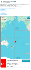 Earthquake of magnitude 6.4 jolts Tonga Islands