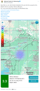 Manipur: Earthquake of 3.3 magnitude strikes Ukhrul