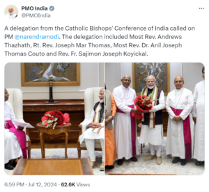 Delegation from Catholic Bishops' Conference of India calls on PM Modi