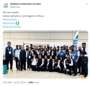 Indian athletics team reach Paris for Olympics 2024