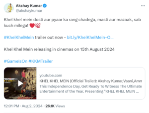 Akshay Kumar की फिल्म 'खेल खेल में' का ट्रेलर हुआ रिलीज 