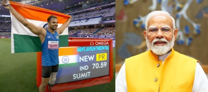 PM Modi congratulates Sumit Antil on clinching Gold in Javelin event at Paris Paralympics