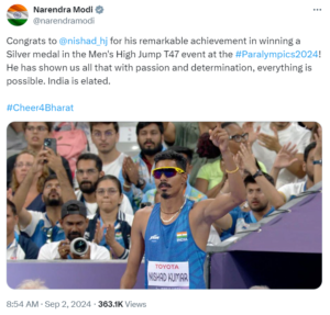 PM Modi congratulates Nishad Kumar & Preeti Pal for winning medals at Paris Paralympics