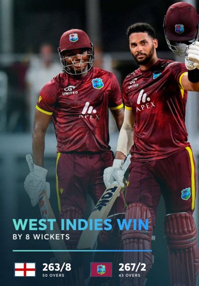 WI vs ENG ODI सीरीज: वेस्टइंडीज ने इंग्लैंड को तीसरे वनडे में 8 विकेट से हराया, 2-1 से जीती सीरीज