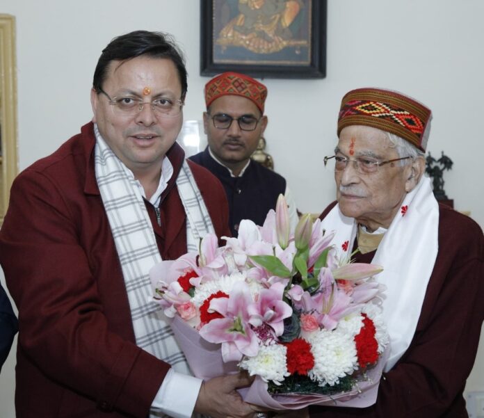 Uttarakhand CM Dhami meets Murli Manohar Joshi on his birthday