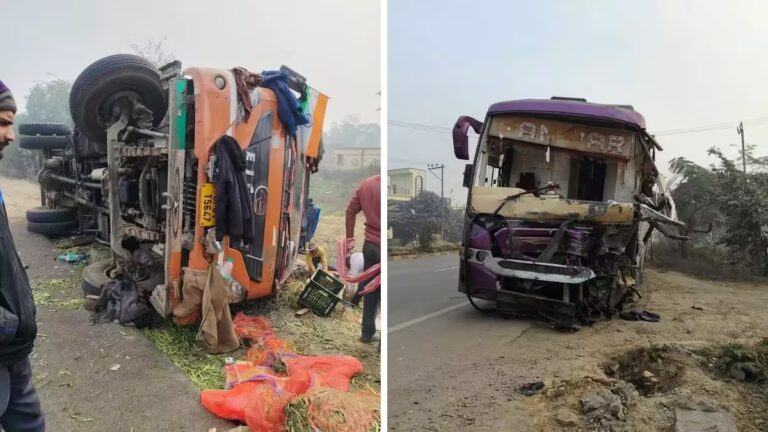 पटना से महाकुंभ जा रही डबल डेकर बस ने ट्रक में मारी टक्कर, 13 लोगों के घायल होने की खबर