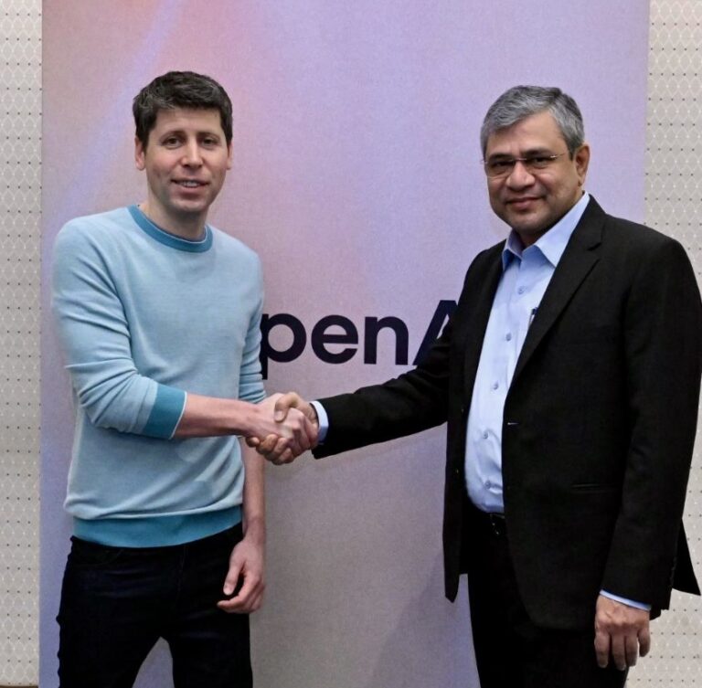 केंद्रीय मंत्री अश्विनी वैष्‍णव ने ओपन ए-आई के मुख्‍य कार्यकारी अधिकारी सैम अल्‍टमैन से की मुलाकात