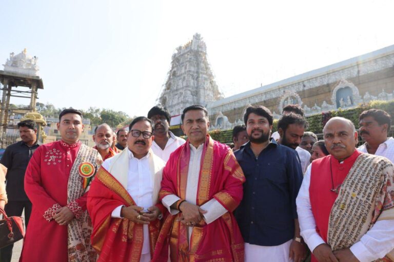 Goa CM Pramod Sawant offers prayers at Venkateswara Temple