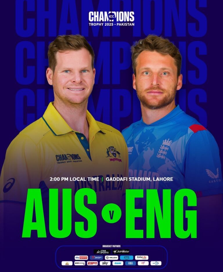 ICC चैंपियंस ट्रॉफी 2025: ऑस्ट्रेलिया और इंग्लैंड के बीच मुकाबला आज