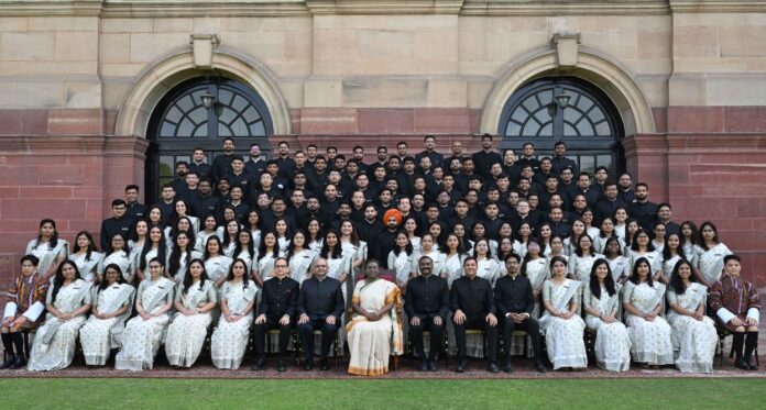 Officer trainees of Indian Revenue Service call on President Murmu at Rashtrapati Bhavan