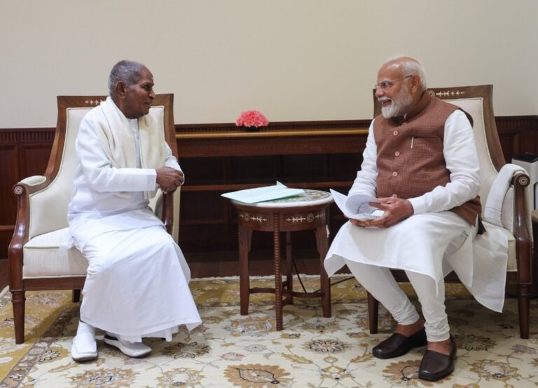 नई दिल्ली: पीएम मोदी ने राज्यसभा सांसद इलैयाराजा से की मुलाकात