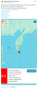 6.2 magnitude earthquake strikes Kuril Islands