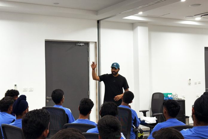 Rohit Sharma interacts with Under-19 cricketers at BCCI's CoE in Bengaluru