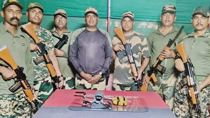 अमृतसर में बीएसएफ ने चार तस्करों को किया गिरफ्तार, हथियार-हेरोइन और ड्रोन बरामद