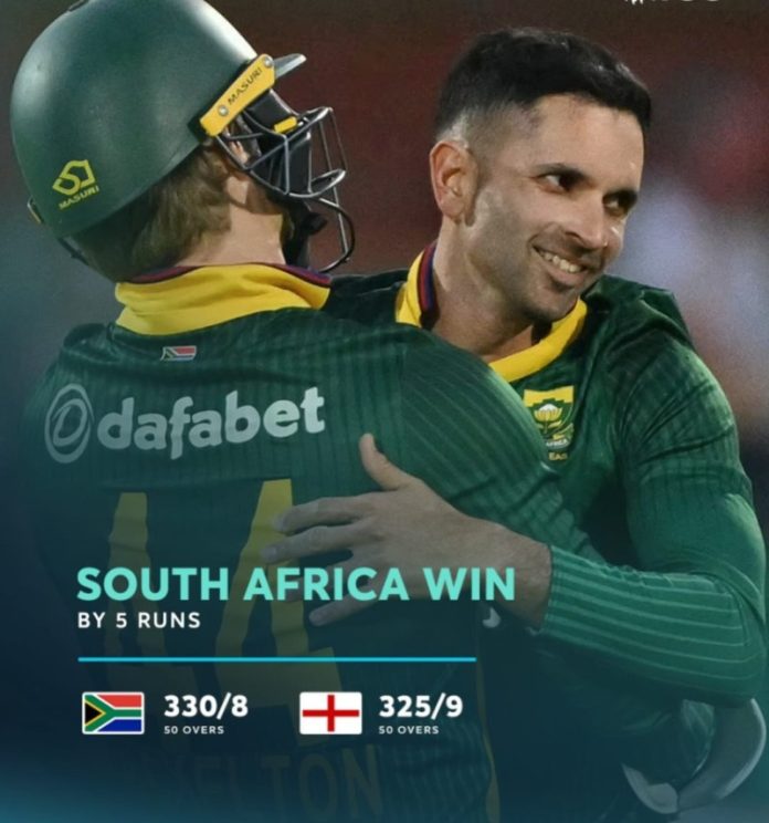 ENG vs SA वनडे सीरीज : दक्षिण अफ्रीका ने दूसरे वनडे मैच में इंग्लैंड को 5 रन से हराया, सीरीज में बनाई 2-0 की अजेय बढ़त
