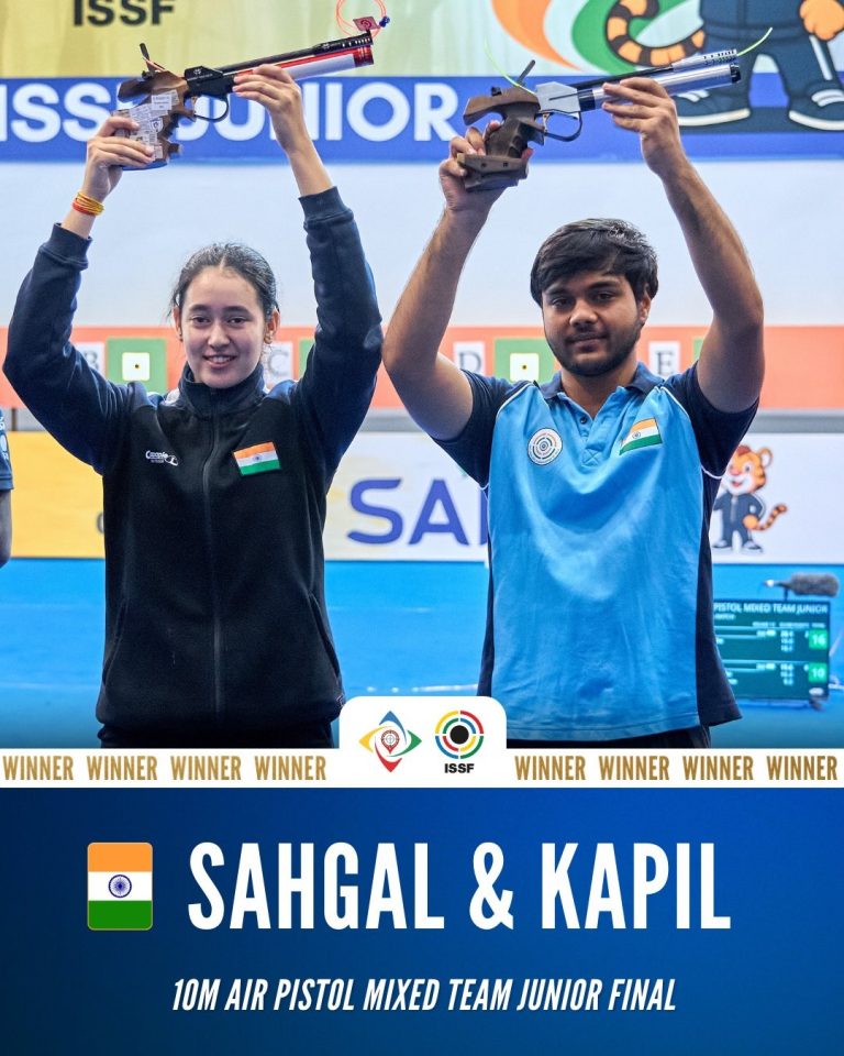 ISSF Junior World Cup : India wins 1-2 finish in 10m air pistol mixed team