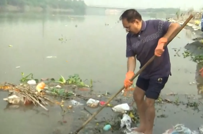 दिल्ली भाजपा अध्यक्ष वीरेंद्र सचदेवा ने भैरों मार्ग स्थित यमुना घाट का दौरा किया